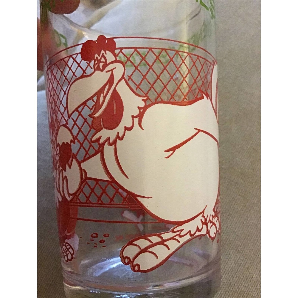VINTAGE 1974 4 1/4" HIGH WARNER BROS FOGHORN SWITCHES EGG DRINKING GLASS NEW.